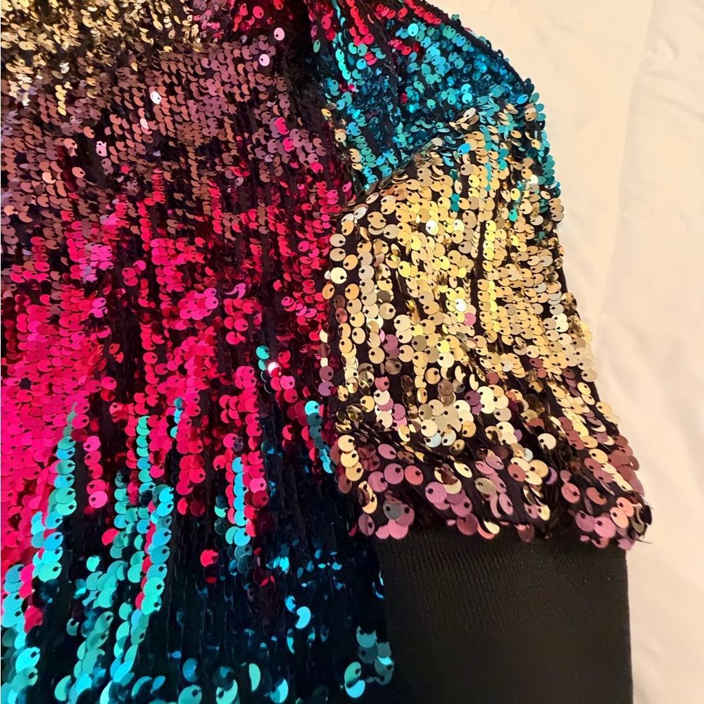 Sequin Ombre Bomber Jacket - Multi Color - Picture 2 of 3